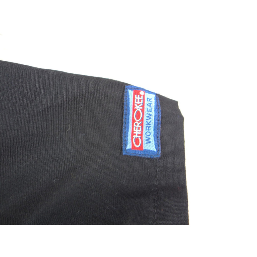 Cherokee Workwear Black Scrub Top Womens Large Notched V-Neck Cinched Back 2223