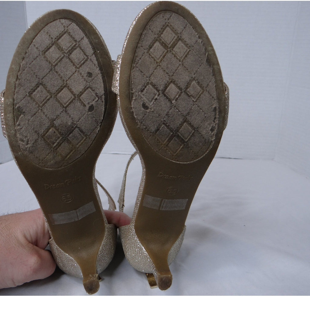 Dream Pairs Women Gold Glitter Ankle Strap Stiletto Heels Dress Shoes Size 6.5
