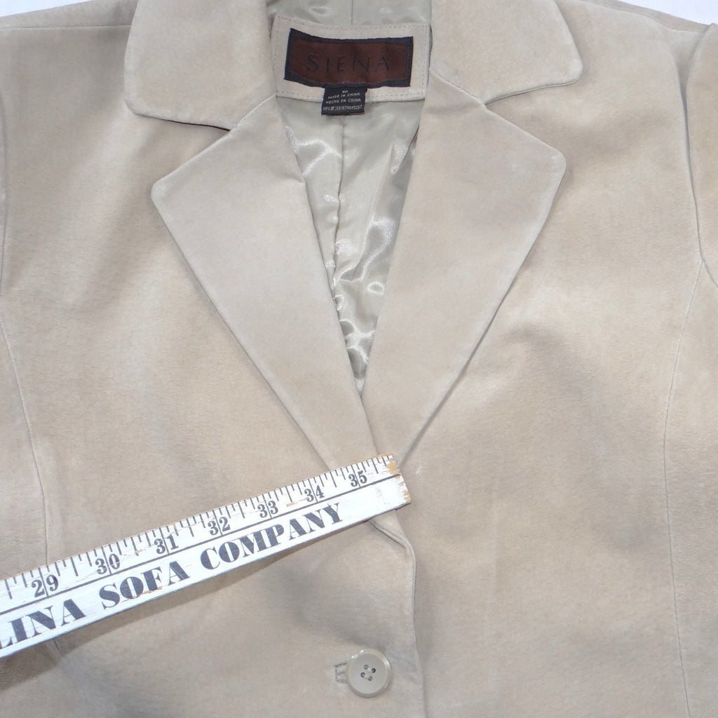 Luxurious Siena Women's Beige Genuine Suede Leather Blazer Jacket Size 10