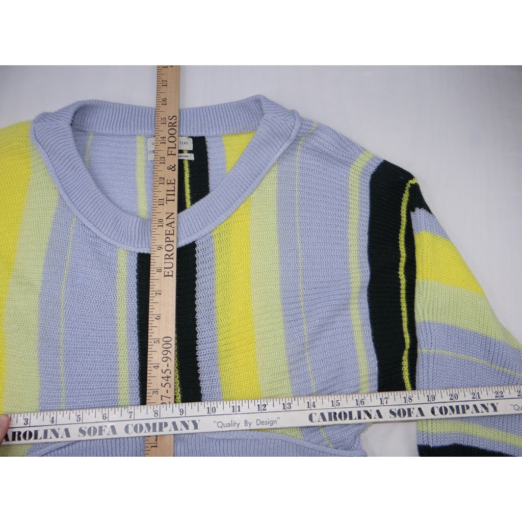 Urban Outfitters Striped Cropped Sweater Pullover Light Blue Yellow Black M