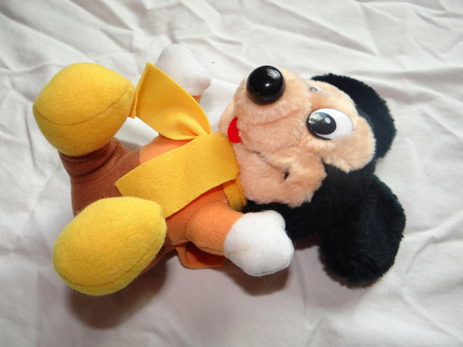 Vintage Disney Mickey Mouse A Christmas Carol Plush Toy with Yellow Scarf