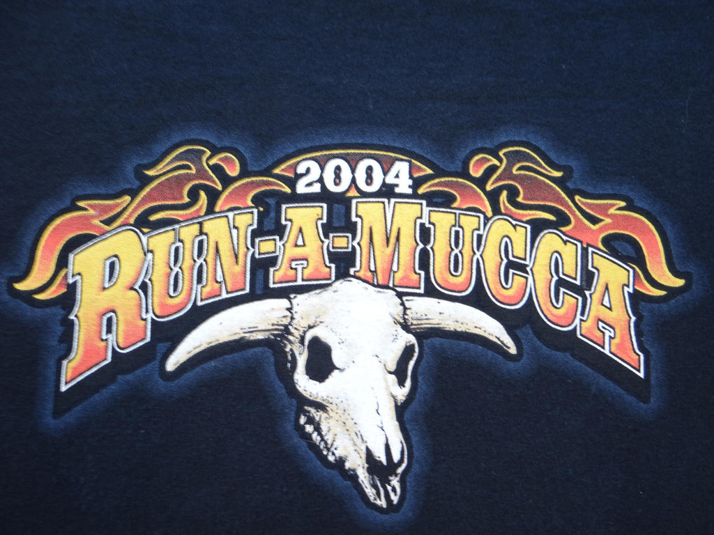 2004 Run-A-Mucca Motorcycle Run Black Graphic T-Shirt