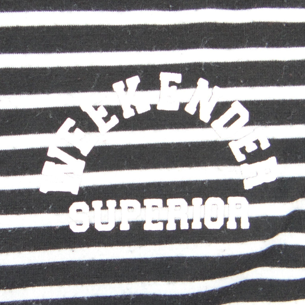 Mens Black White Striped Weekender Superior Graphic Short Sleeve T-Shirt