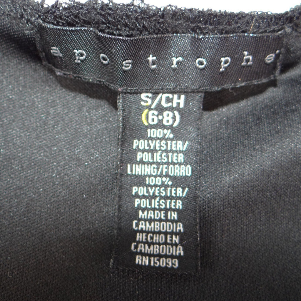 Apostrophe Black Mesh Swiss Dot Lace Trim V-Neck Peplum Blouse Size S