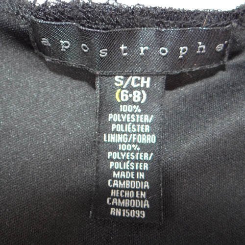 Apostrophe Black Mesh Swiss Dot Lace Trim V-Neck Peplum Blouse Size S