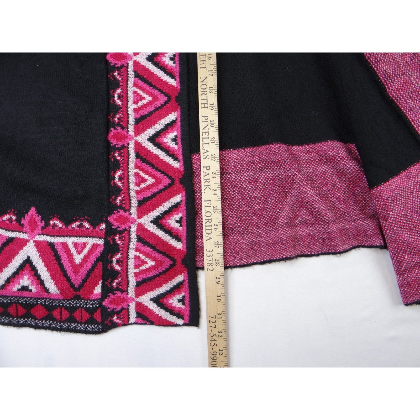 The Pioneer Woman Black Geometric Aztec Open Front Cardigan Sweater S M