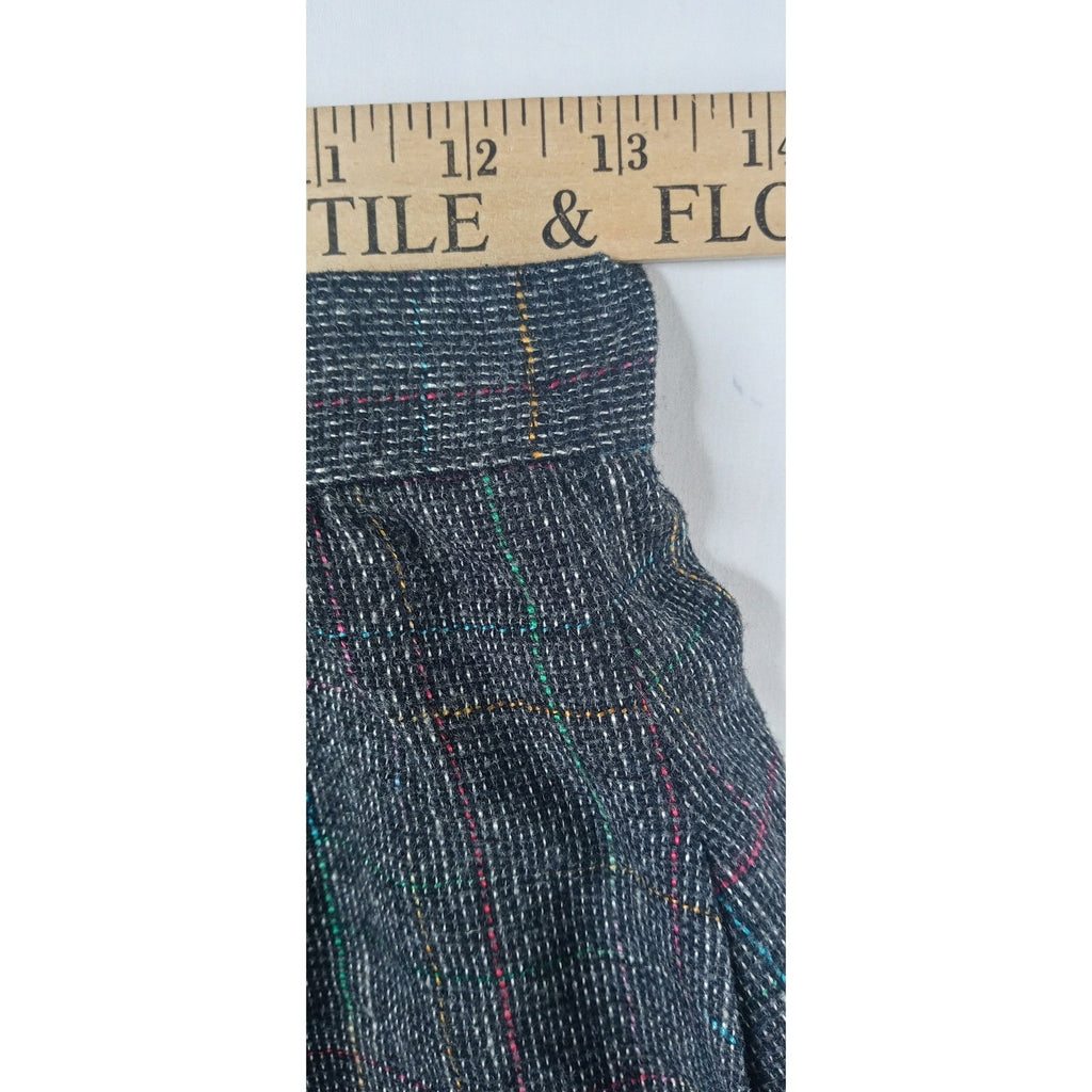 VTG Womens Plaid Tweed Maxi Skirt Dark Multi Color Classic Tailored Knee Length