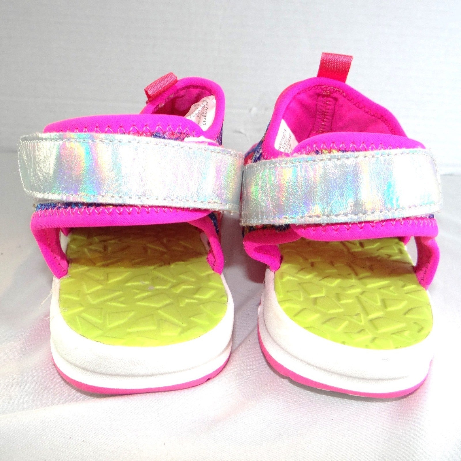 Lands End Youth 6M Girls Sport Sandals Pink Floral Holographic Water Shoes