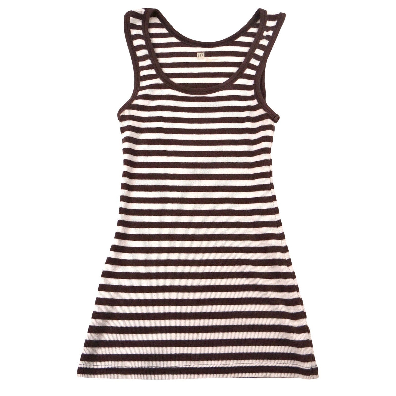 Gap Women Striped Tank Top Brown White Ribbed Racerback Casual Size XS