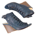 Dollhouse Snaffu Navy Blue Woven Caged Wedge Sandals Womens 10W Open Toe Buckle