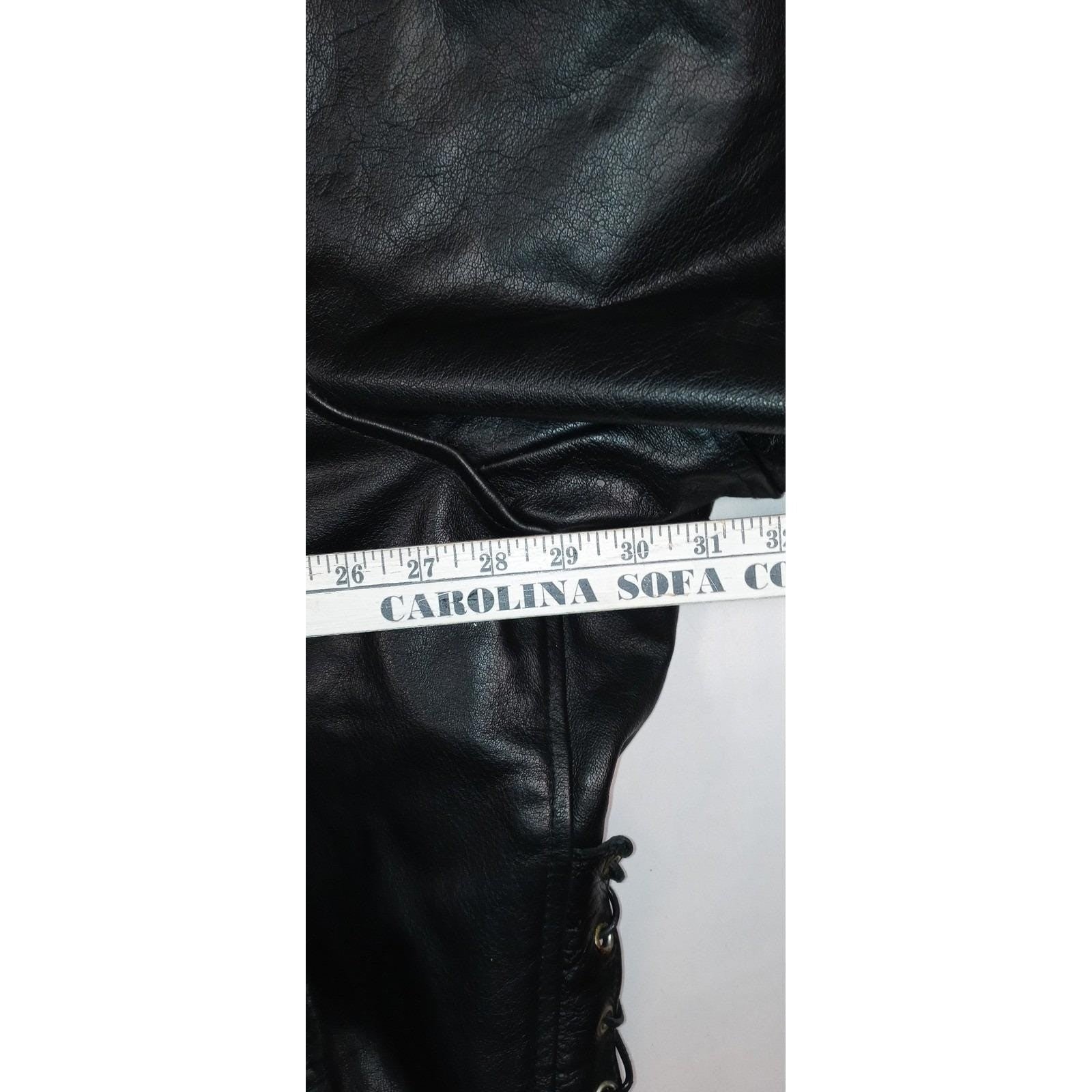 Vintage Men's Black Genuine Leather Motorcycle Jacket Belted MADE IN USA
