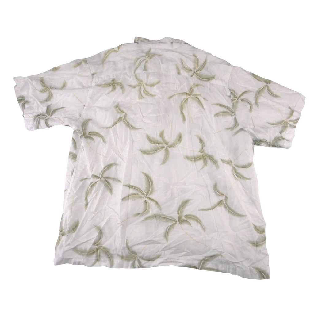 Boca Classics Mens XL White Palm Tree Print Rayon Cotton Hawaiian Camp Shirt