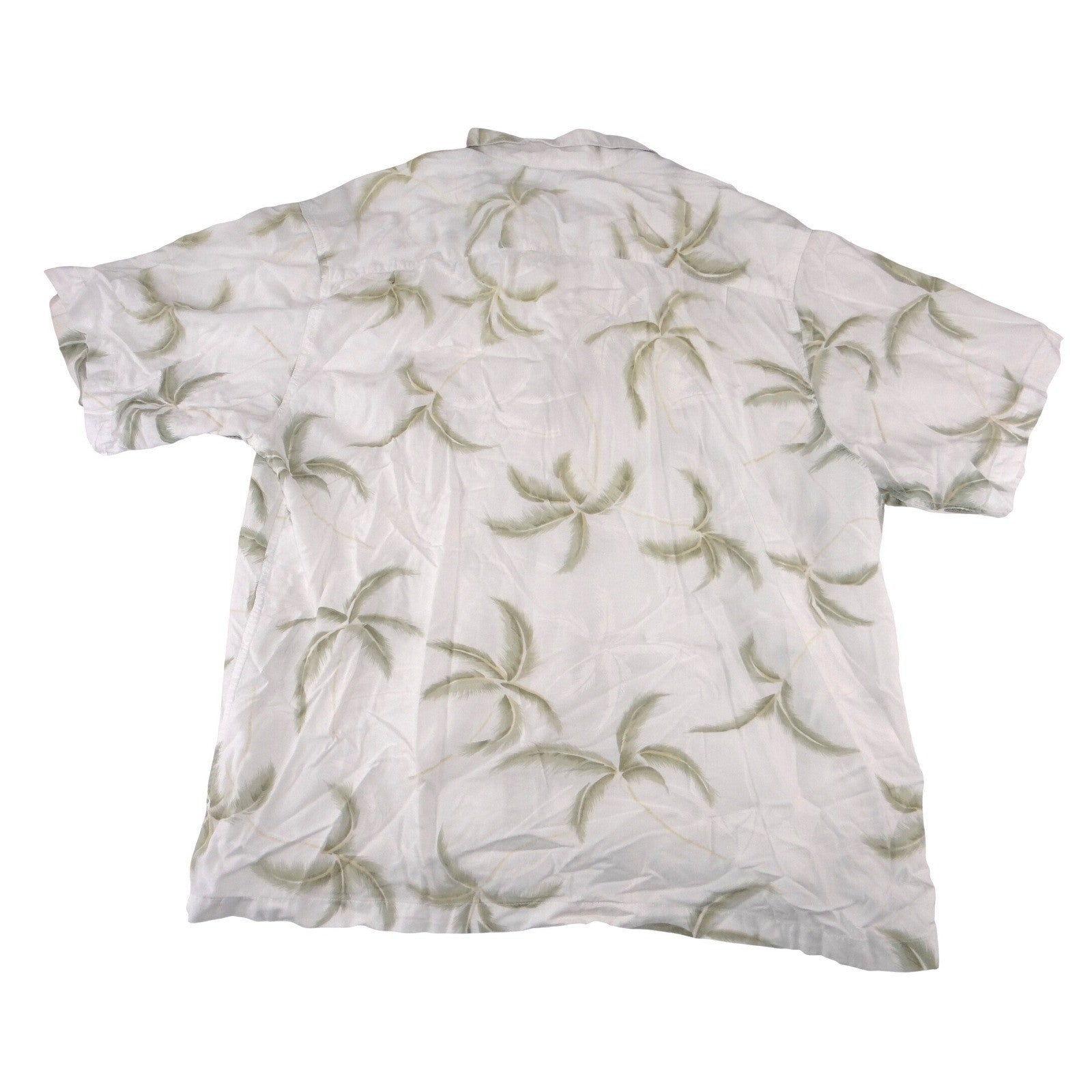 Boca Classics Mens XL White Palm Tree Print Rayon Cotton Hawaiian Camp Shirt