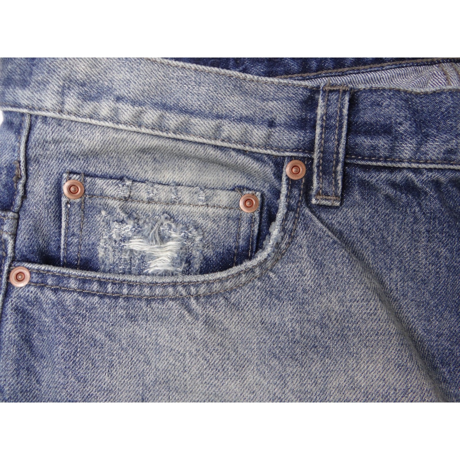 Marc Jacobs Men's Distressed Blue Denim Jeans Button Fly Straight Leg Size 36