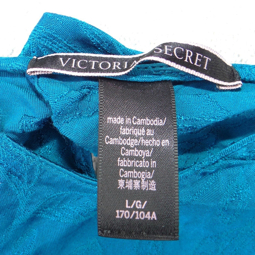 Victoria's Secret Teal Blue Floral Jacquard Camisole Top V-Neck Large