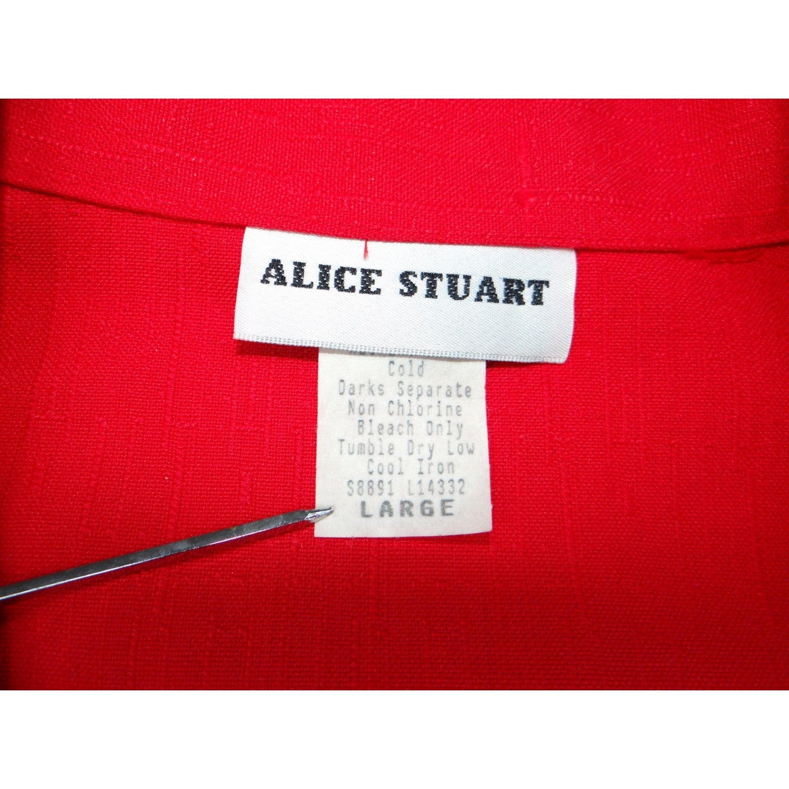 ALICE STUART Red Textured Blazer Jacket Button Front Women's Large