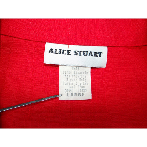 ALICE STUART Red Textured Blazer Jacket Button Front Women's Large