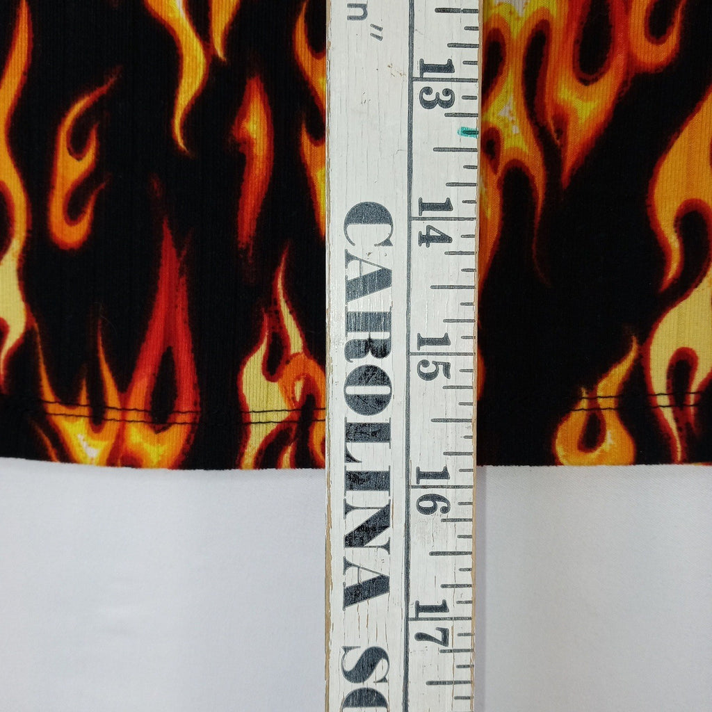J FOR JUSTIFY Flame Print Crisscross VNeck CropTop Women Size M Black Orange Red
