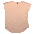 Express Womens Tan V-Neck Short Sleeve Relaxed Fit High-Low Hem Tee Size M
