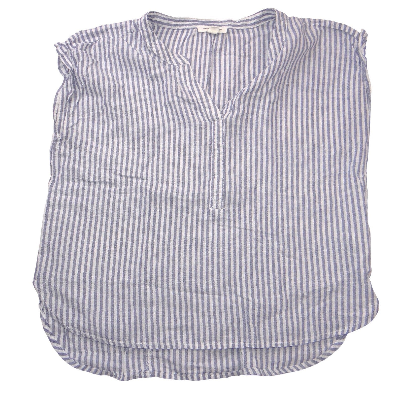 Beachlunchlounge Womens Small Blue White Striped Sleeveless V-Neck Blouse Top