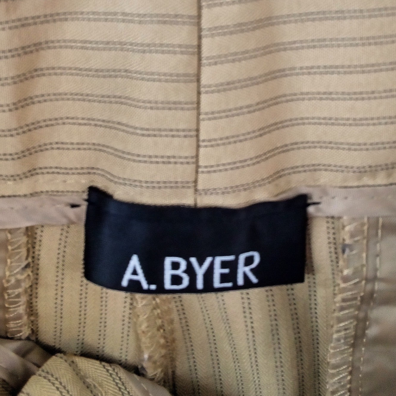 Y2K A. Byer Womens Tan Brown Pinstripe Wide Leg Dress Pants Trouser Size 9