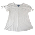 Karen Scott Womens White Short Sleeve Scoop Neck Tie Grommet Sleeve Top Size M