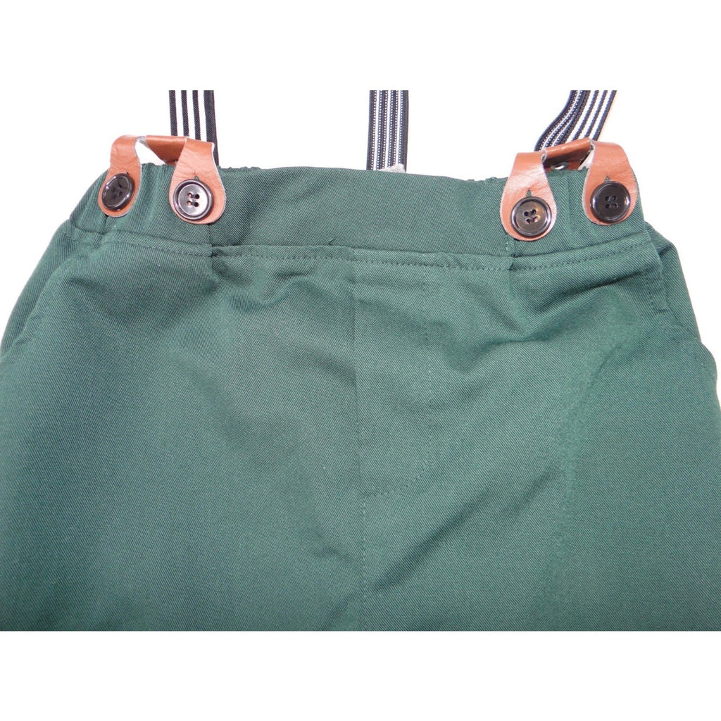 Boys Dark Green Dress Pants with Striped Suspenders Size 6-7T Formal Trousers