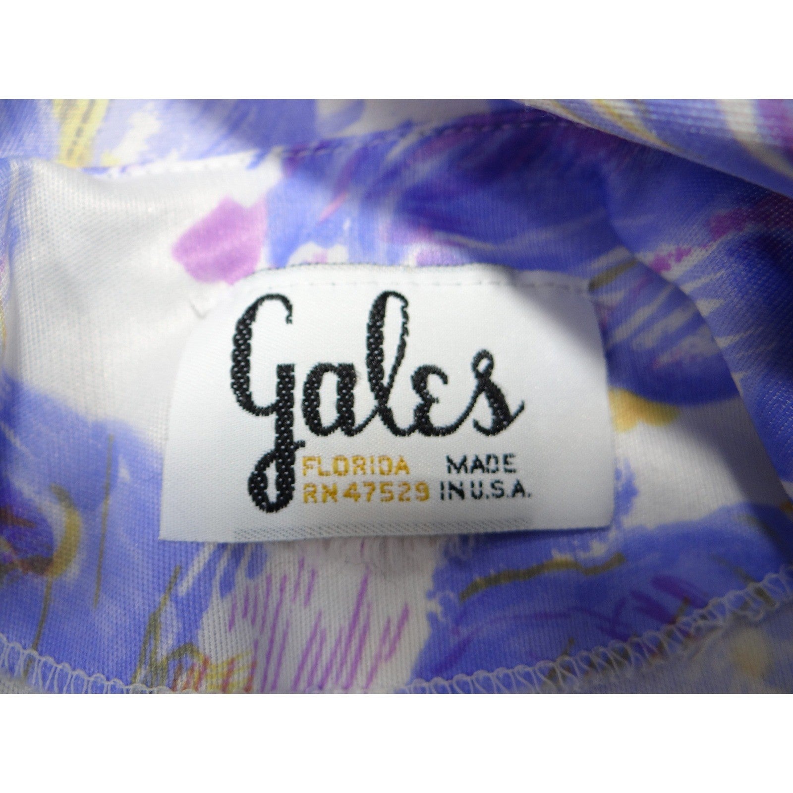 Vintage Gales Womens Floral Print Short Sleeve Collared Button Up Shirt Top