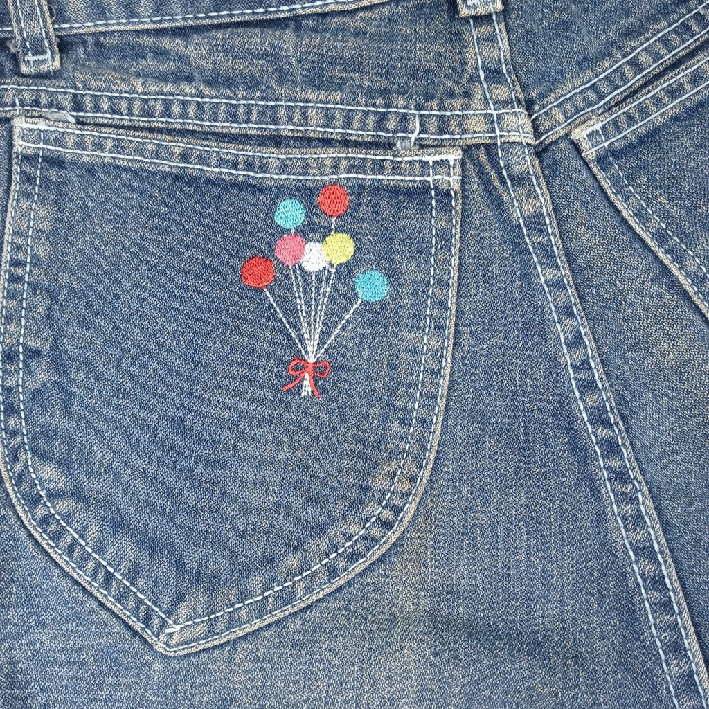 Vintage Denim Jeans High Waisted Bell Bottoms Women's Blue Wash