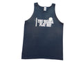 Vintage Mens Navy Blue Volleyball Graphic Tank Top Sleeveless Shirt L