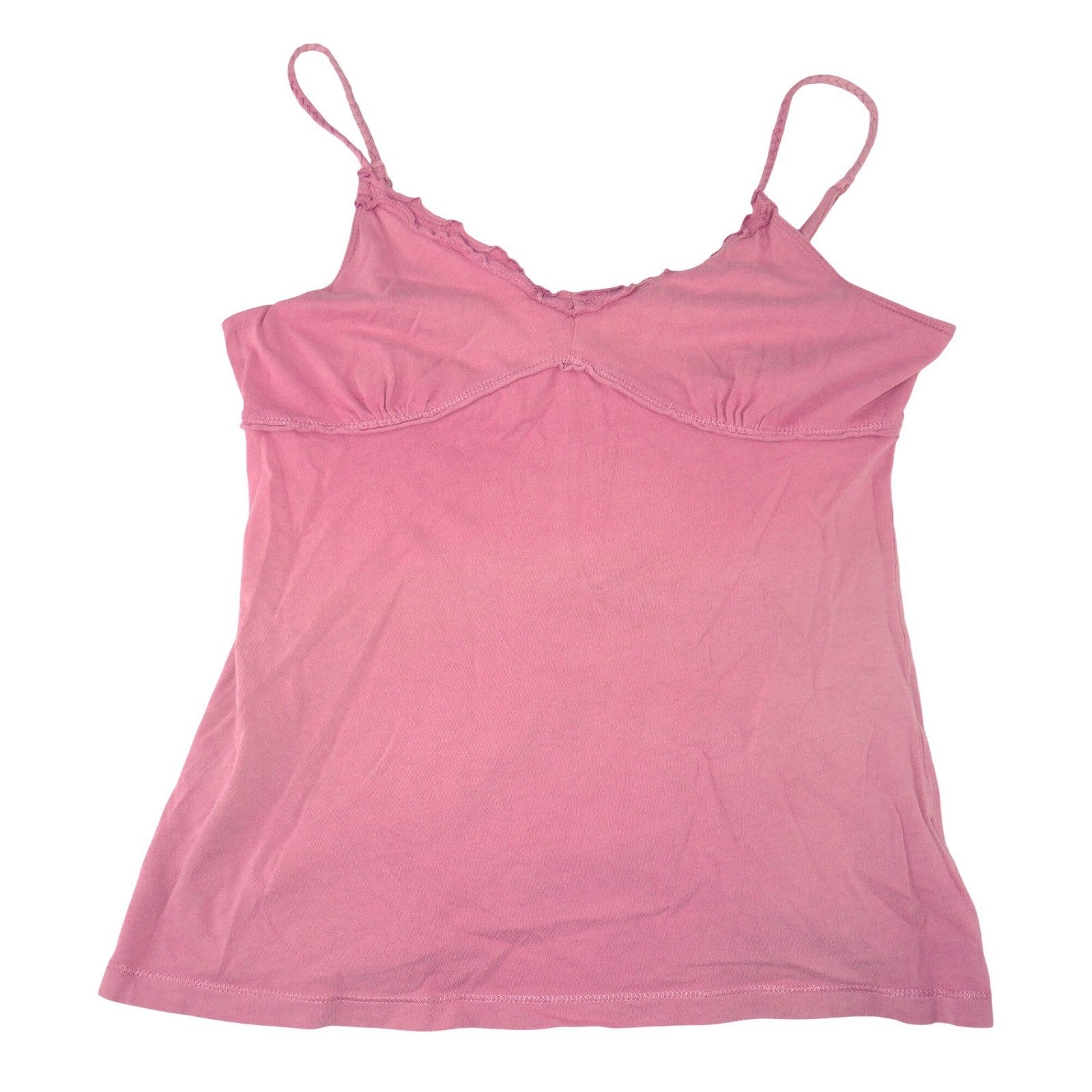 Arizona Jean Company Pink Ruffle V-Neck Cami Tank Top with Shelf Bra