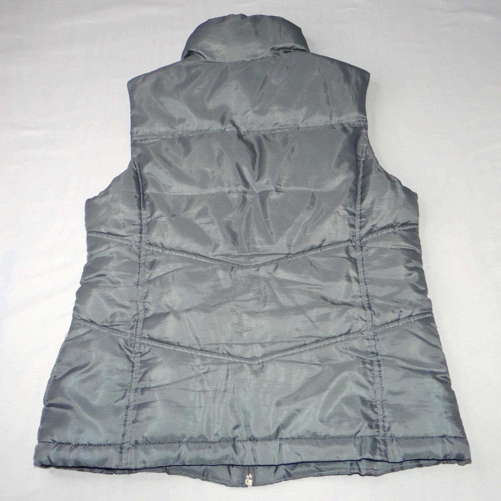 Merona Womens Gray Puffer Vest Quilted Stand Collar Full Zip Size S
