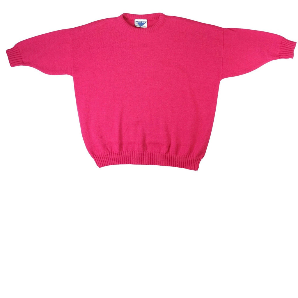 Vintage Justin Allen Women's Bright Pink Over-Sized Knit Sweater Made in USA