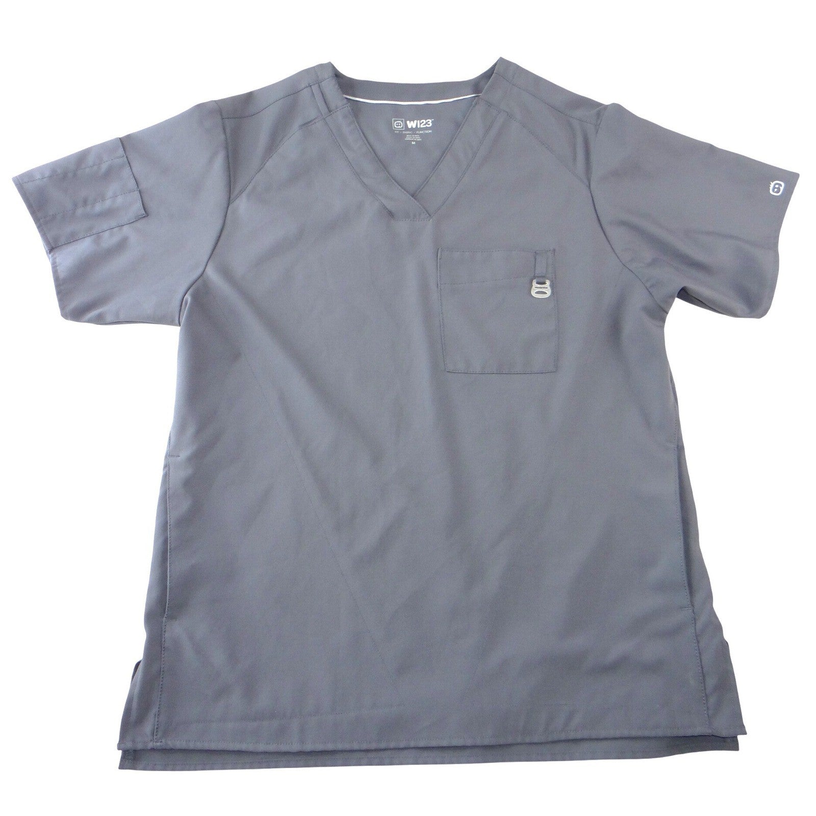 WonderWink Mens Charcoal Gray V-Neck Medical Scrub Top Pewter Size Medium
