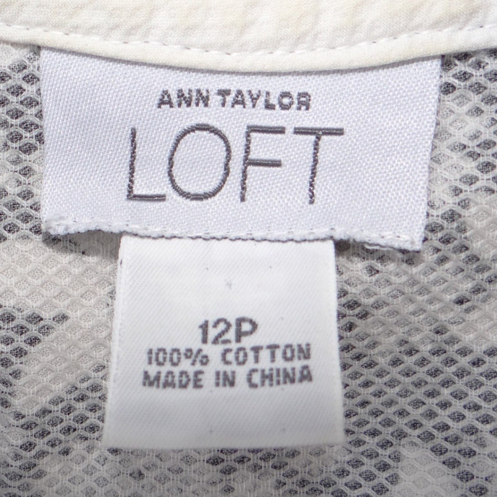 Ann Taylor Loft Womens 12P Black White Daisy Floral Canvas Sundress 2094