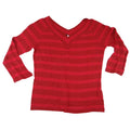 The Limited Womens Red Burgundy Striped V-Neck 3/4 Sleeve Knit Sweater XL