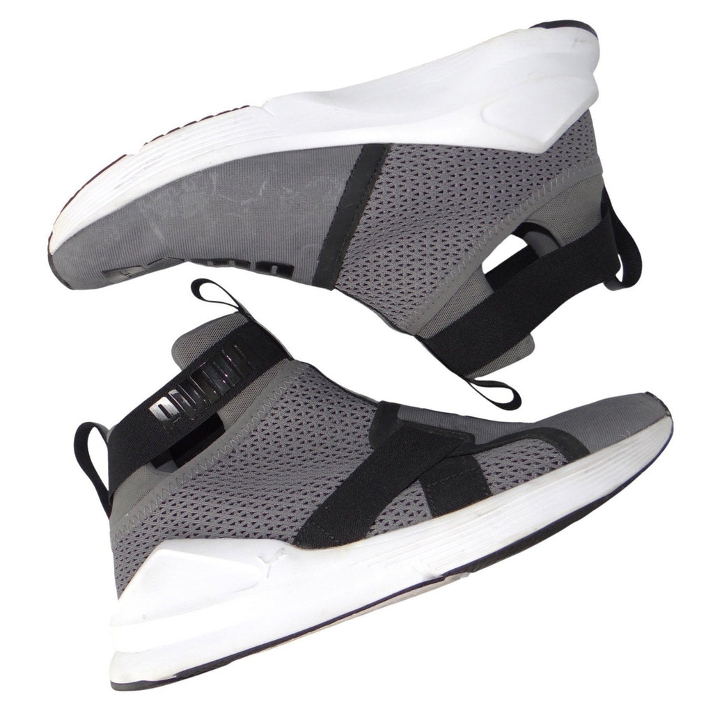 Puma Fierce Core Kids High Top Sneakers Grey Black Slip On Size 5.5Y