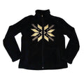 Vintage RL Ralph Lauren Active Petite Black Fleece Zip Jacket Gold Snowflake - M