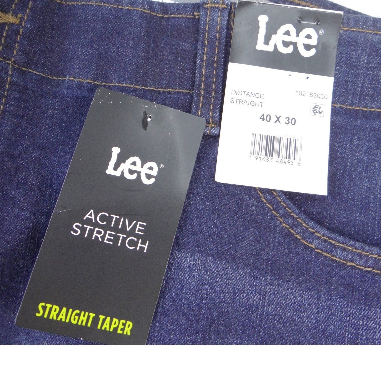 NWT-Lee Mens Active Stretch Straight Taper Jeans Dark Wash 40x30 Motion Flex