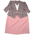 Whirlaway Frocks Vintage Pink Plaid Skirt Suit Set 22WP Puff Sleeve Made in USA