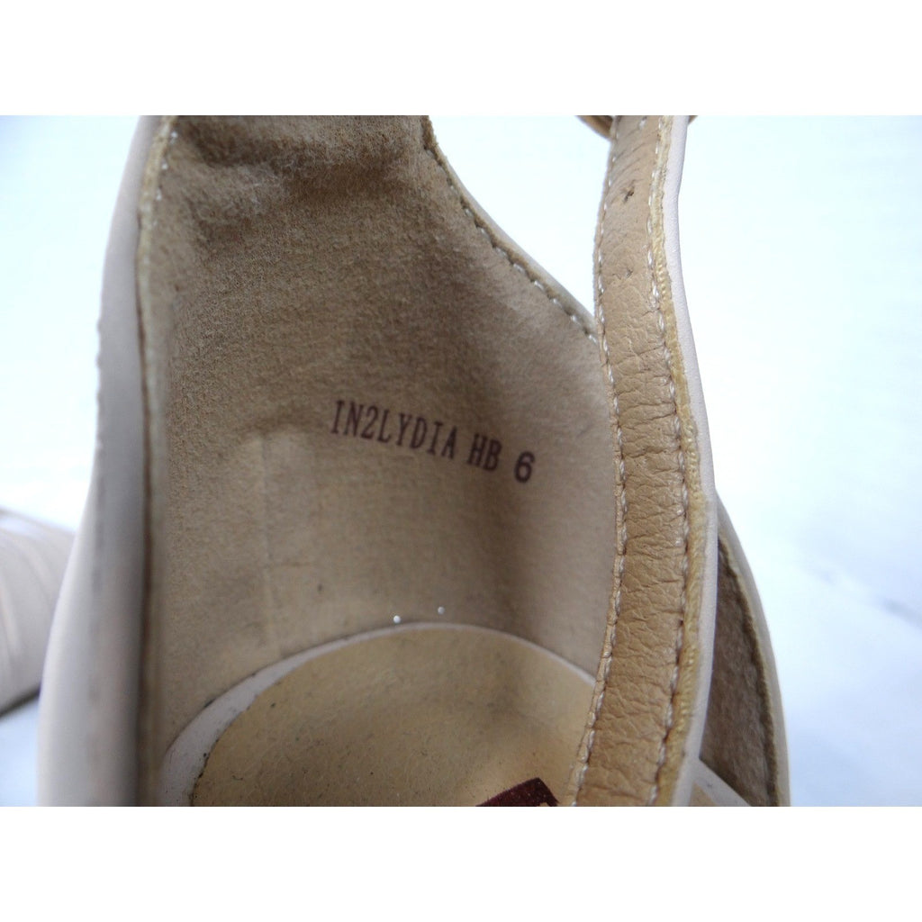 DIDIFU Women's Beige Strappy Kitten Heel Ankle Strap Sandals Size 6