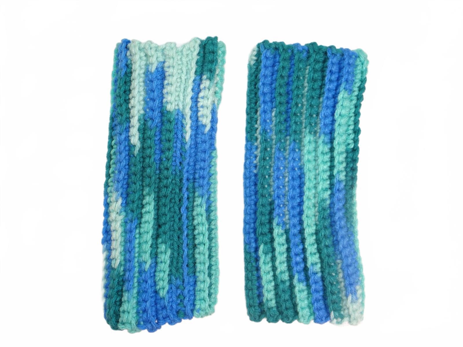 Handmade Crochet Handwarmers in Blue and Green Lot 4