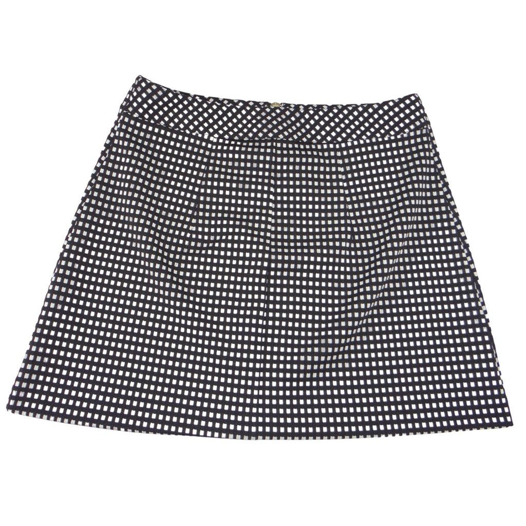 Express Womens Size 8 Black White Checkered Grid Mini Skirt Exposed Back Zipper
