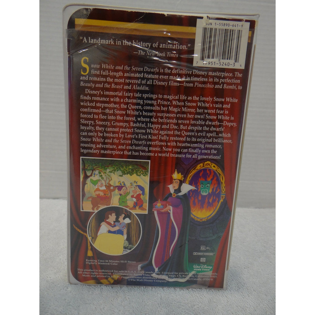Disney Snow White and the Seven Dwarfs VHS 1994 Masterpiece Collection