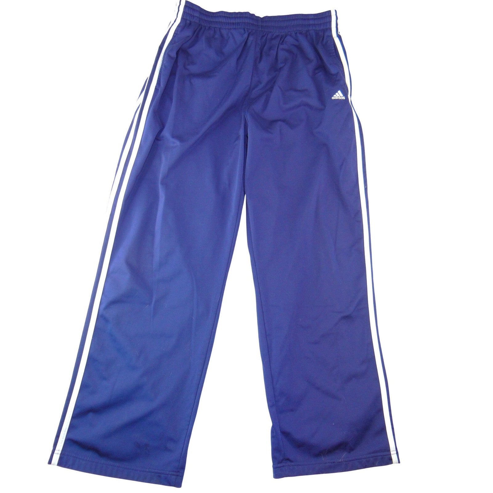 Adidas Mens XL Track Pants Purple Navy White 3 Stripe Wide Leg Vintage