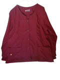Four-Stretch Women's Burgundy Button-Front Medical Scrub Jacket XL