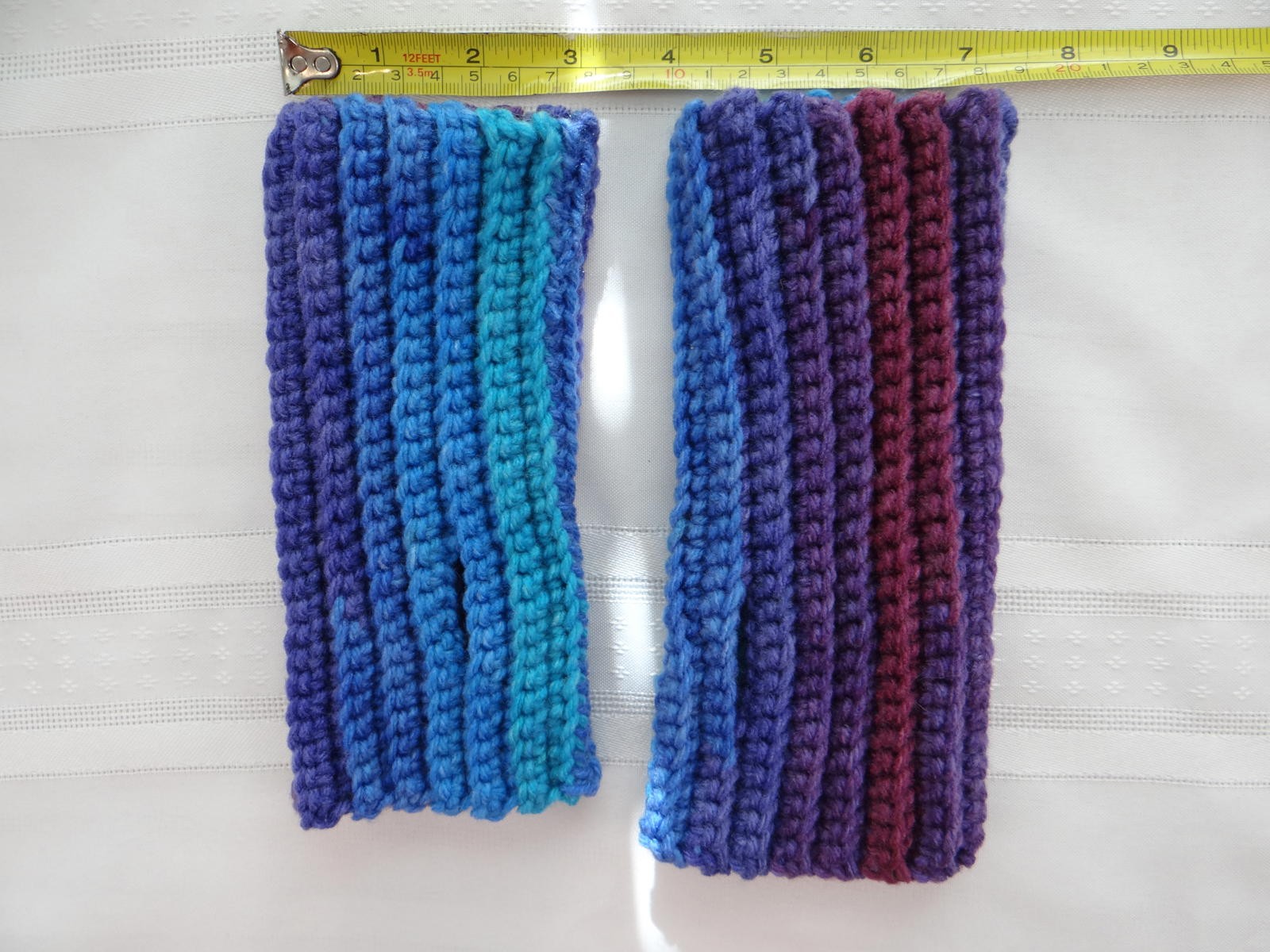 Handmade Crocheted Hand Warmers in Blue and Purple Lot 1