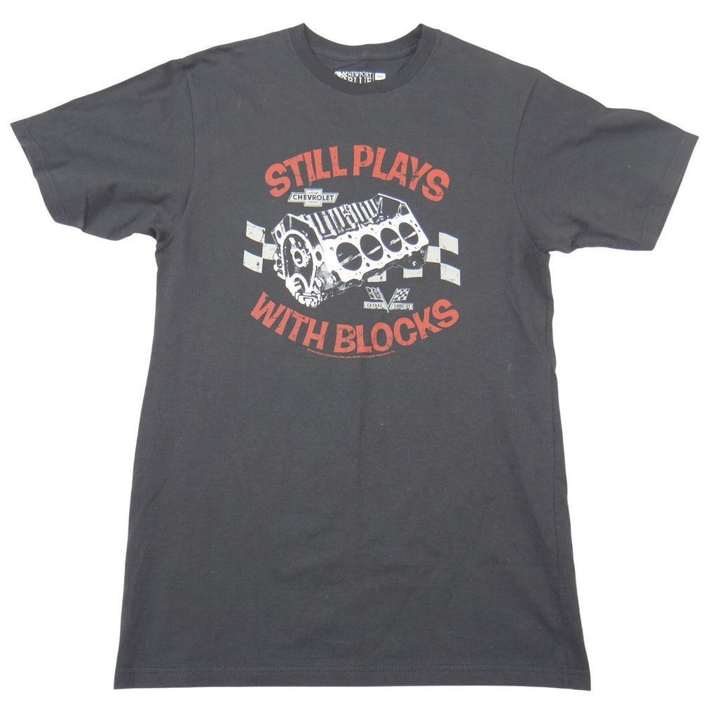Newport Blue Chevrolet Still Plays With Blocks Graphic T-Shirt Mens Medium Black