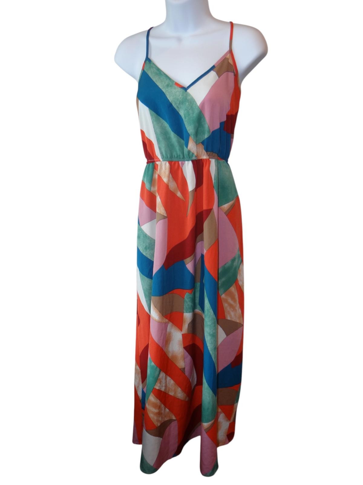 Colorful Abstract Pattern Maxi Dress - Size XS