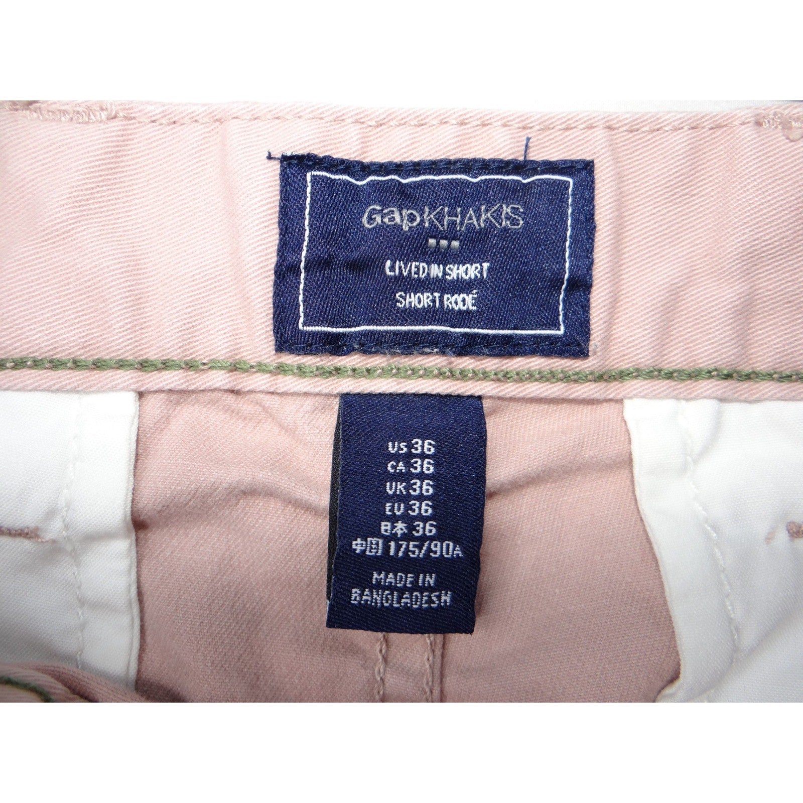 Gap Khakis Lived In Short Mens Pink Cotton Blend Flat Front Size 36